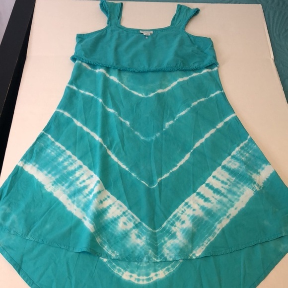 Cold Water Creek Sleeveless Tied Dyed Midi Teal Dress Size L - Picture 8 of 10